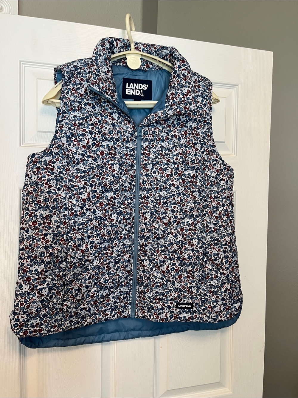Lands' End Girls' Blue Floral Quilted Vest